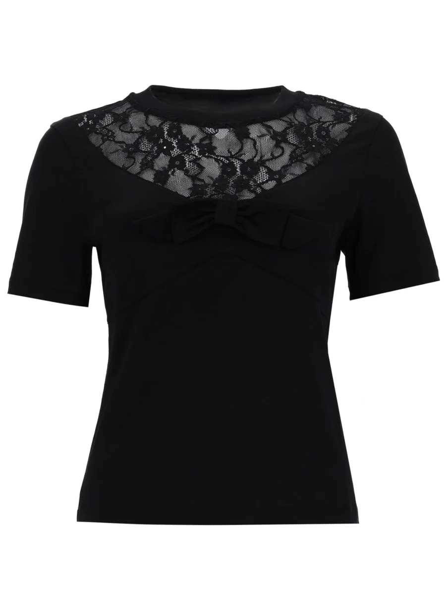 TSHIRT WITH BOW AND LACE INSERTS