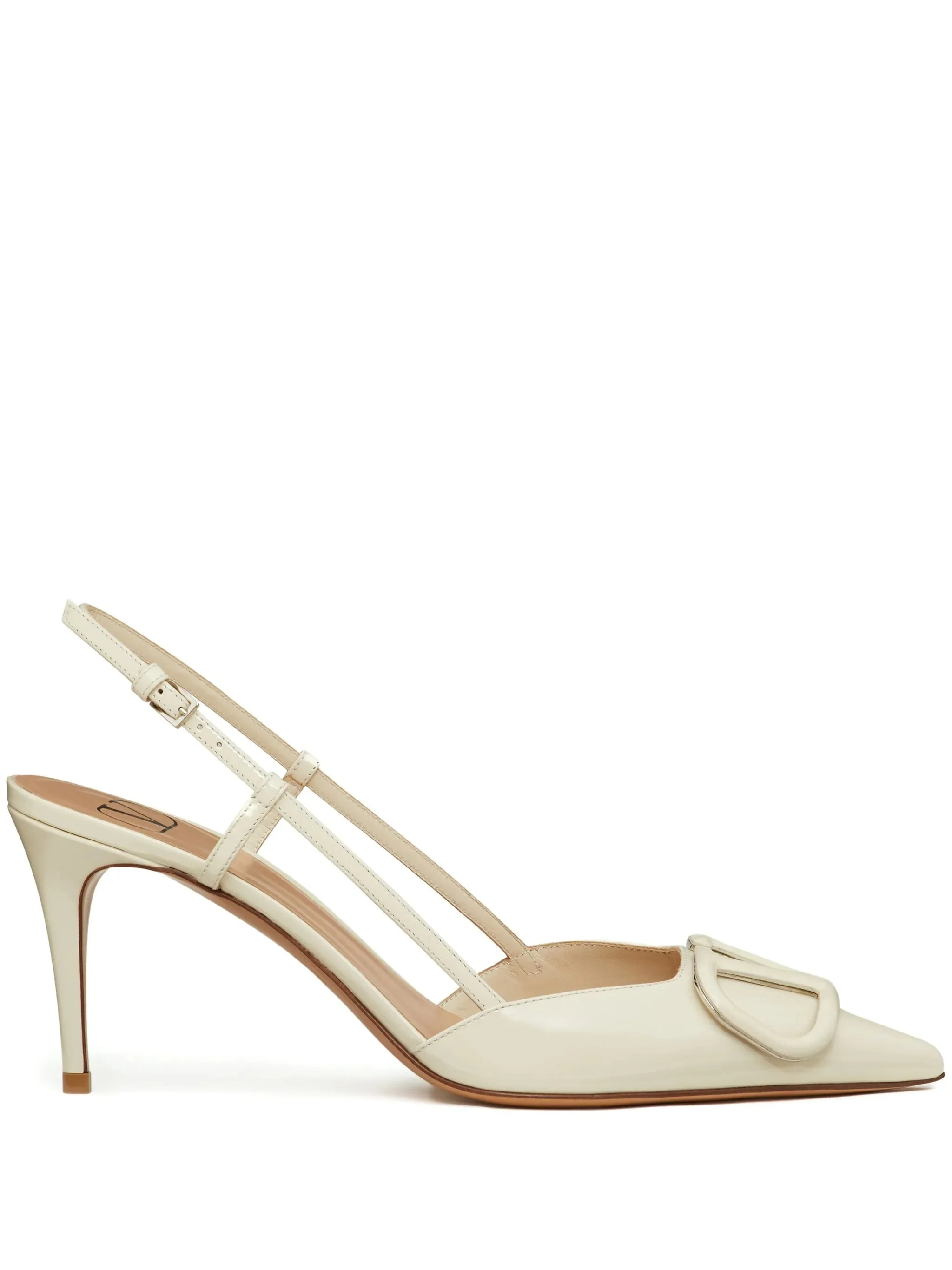 VLOGO SIGNATURE SLINGBACK NUDE PATENT LEATHER PUMPS