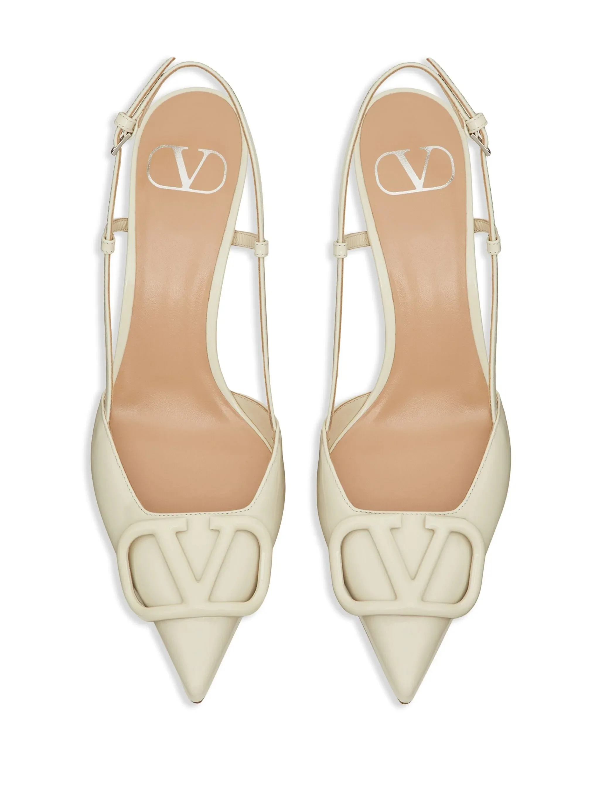 VLOGO SIGNATURE SLINGBACK NUDE PATENT LEATHER PUMPS - Image 4