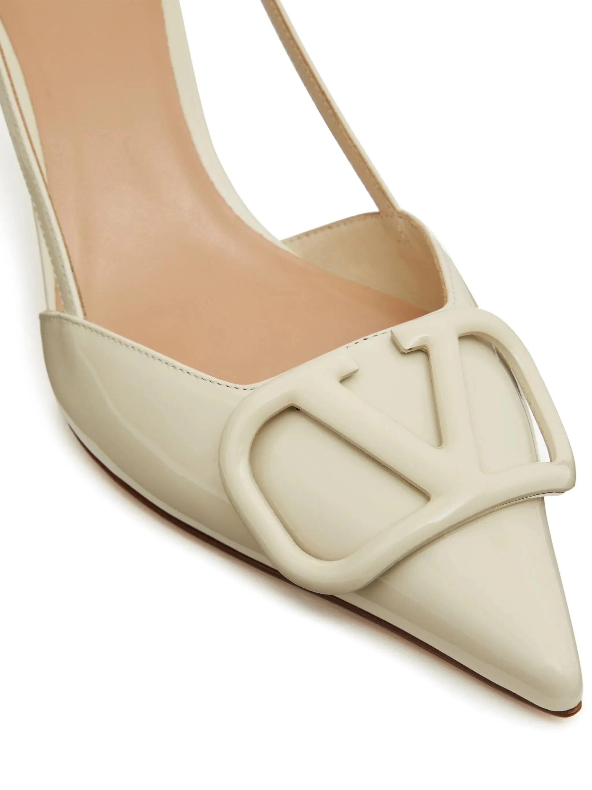 VLOGO SIGNATURE SLINGBACK NUDE PATENT LEATHER PUMPS - Image 5