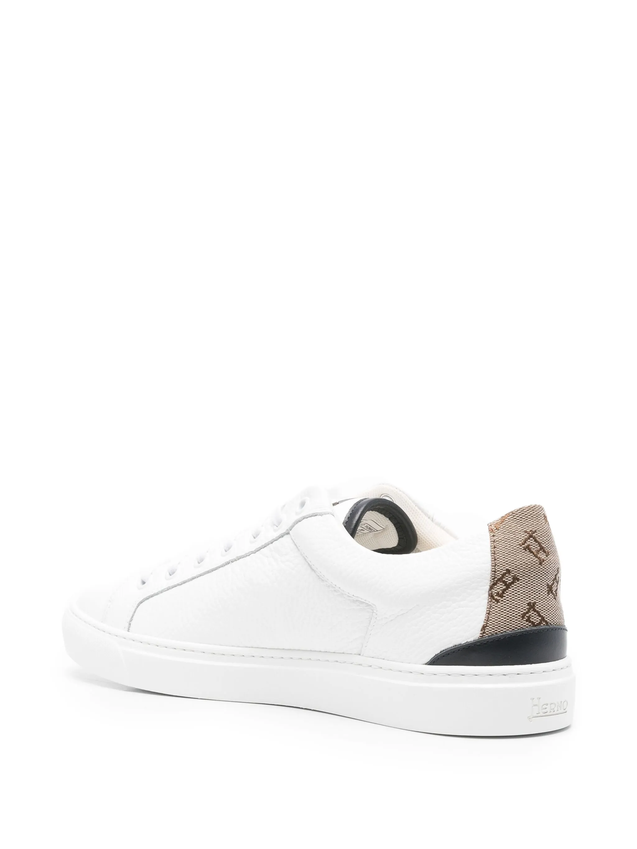 WHITE BEIGE COW LEATHER SNEAKERS - Image 3