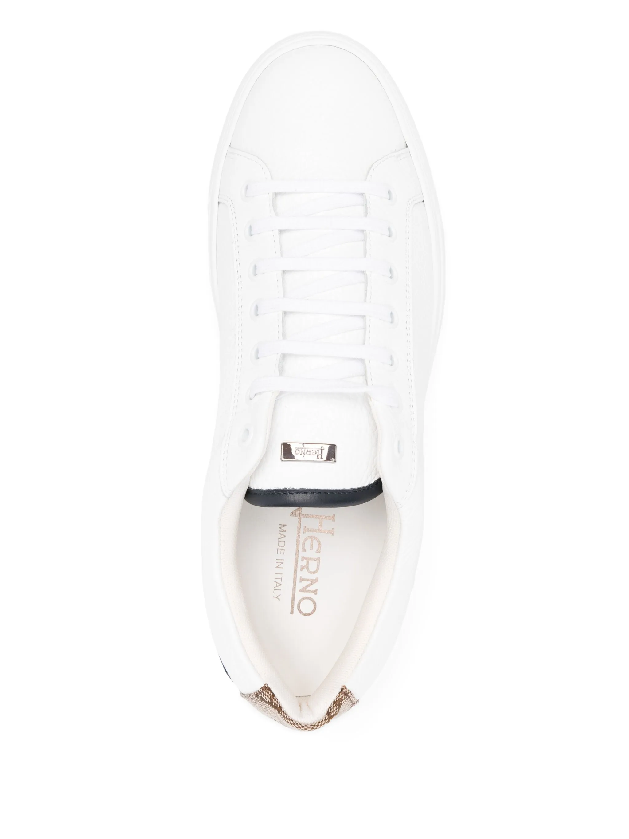 WHITE BEIGE COW LEATHER SNEAKERS - Image 4