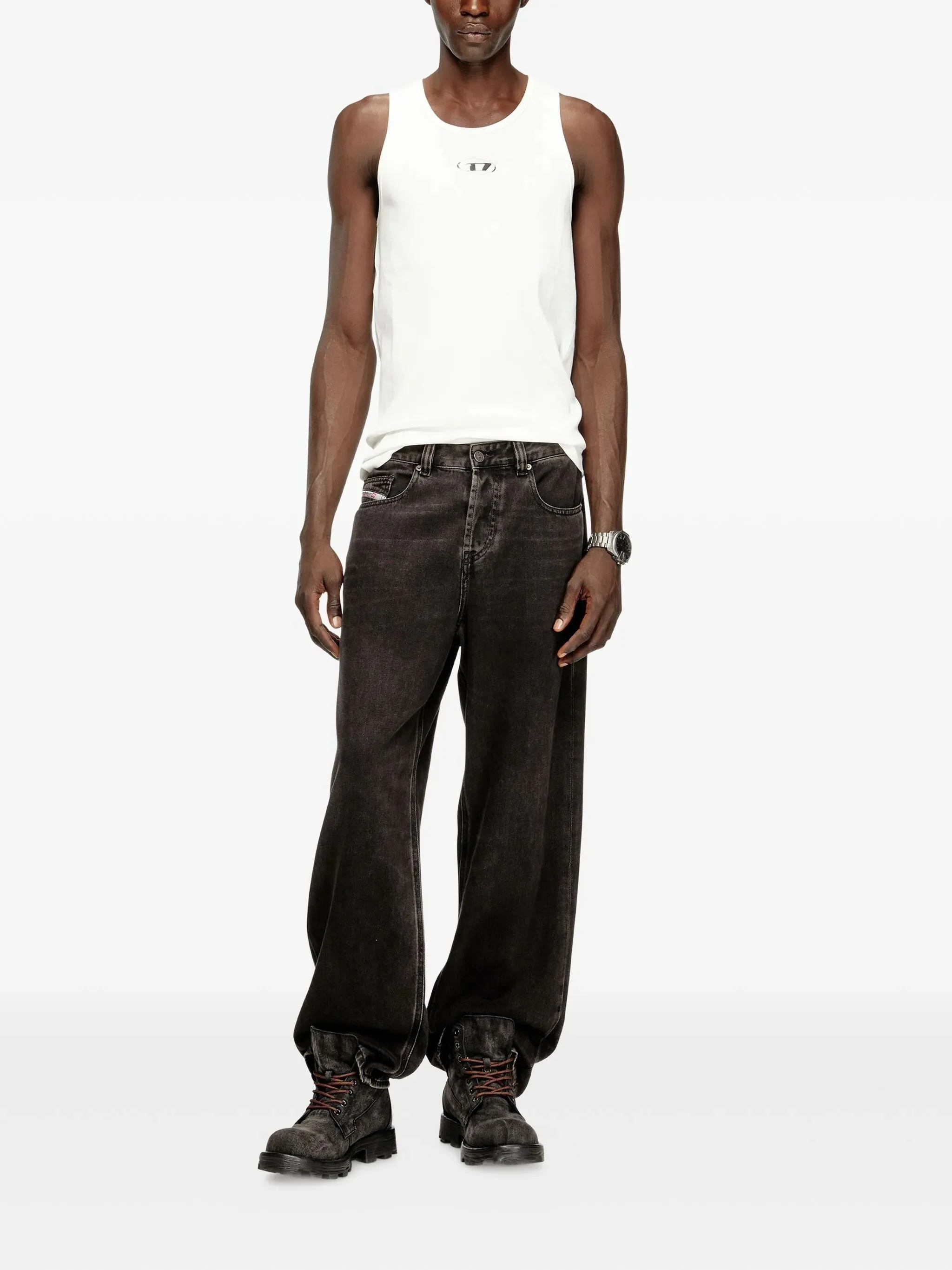 WHITE COTTON ELASTANE TANK TOPS - Image 2