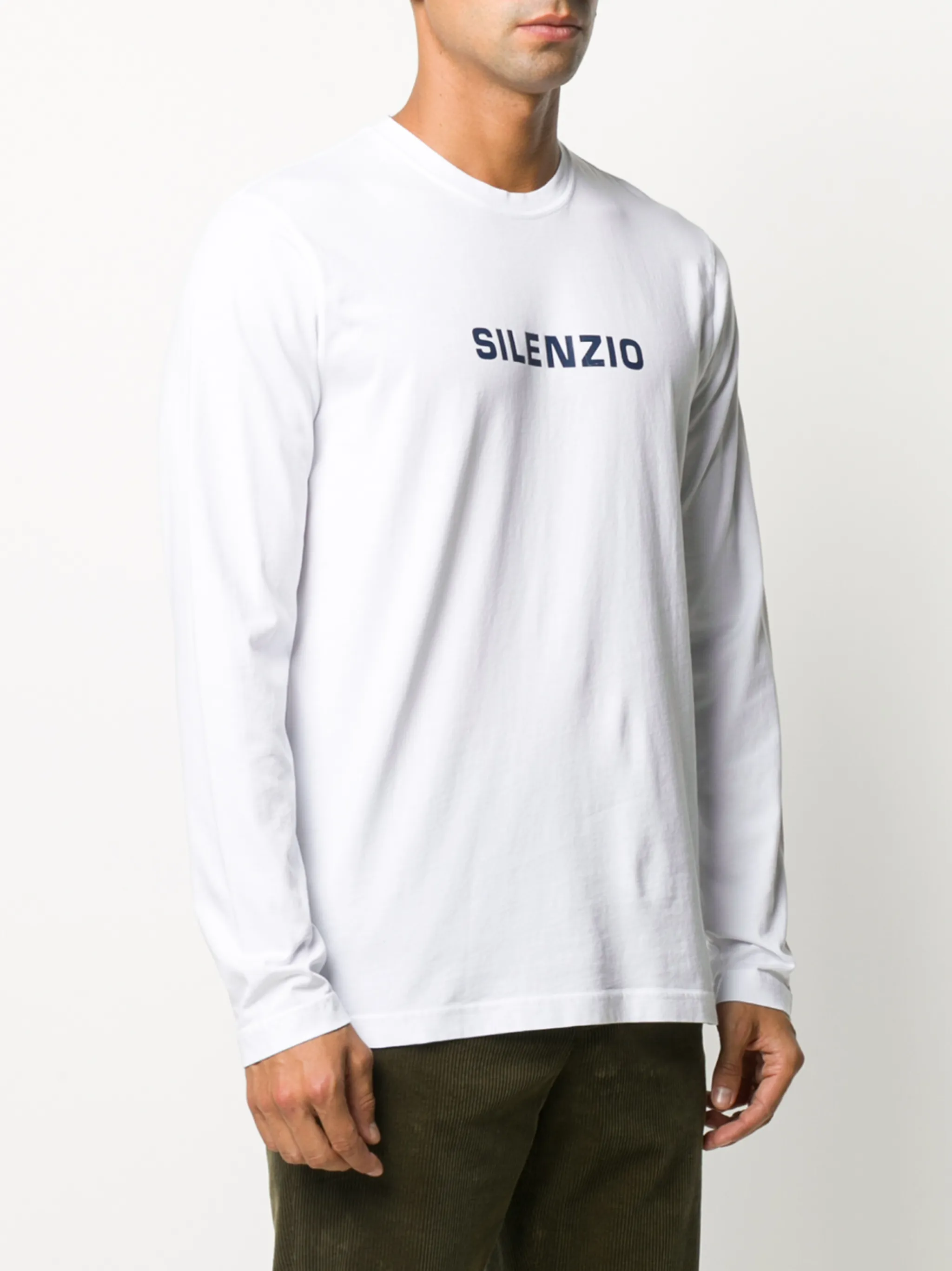 WHITE COTTON SILENZIO T-SHIRT - Image 4