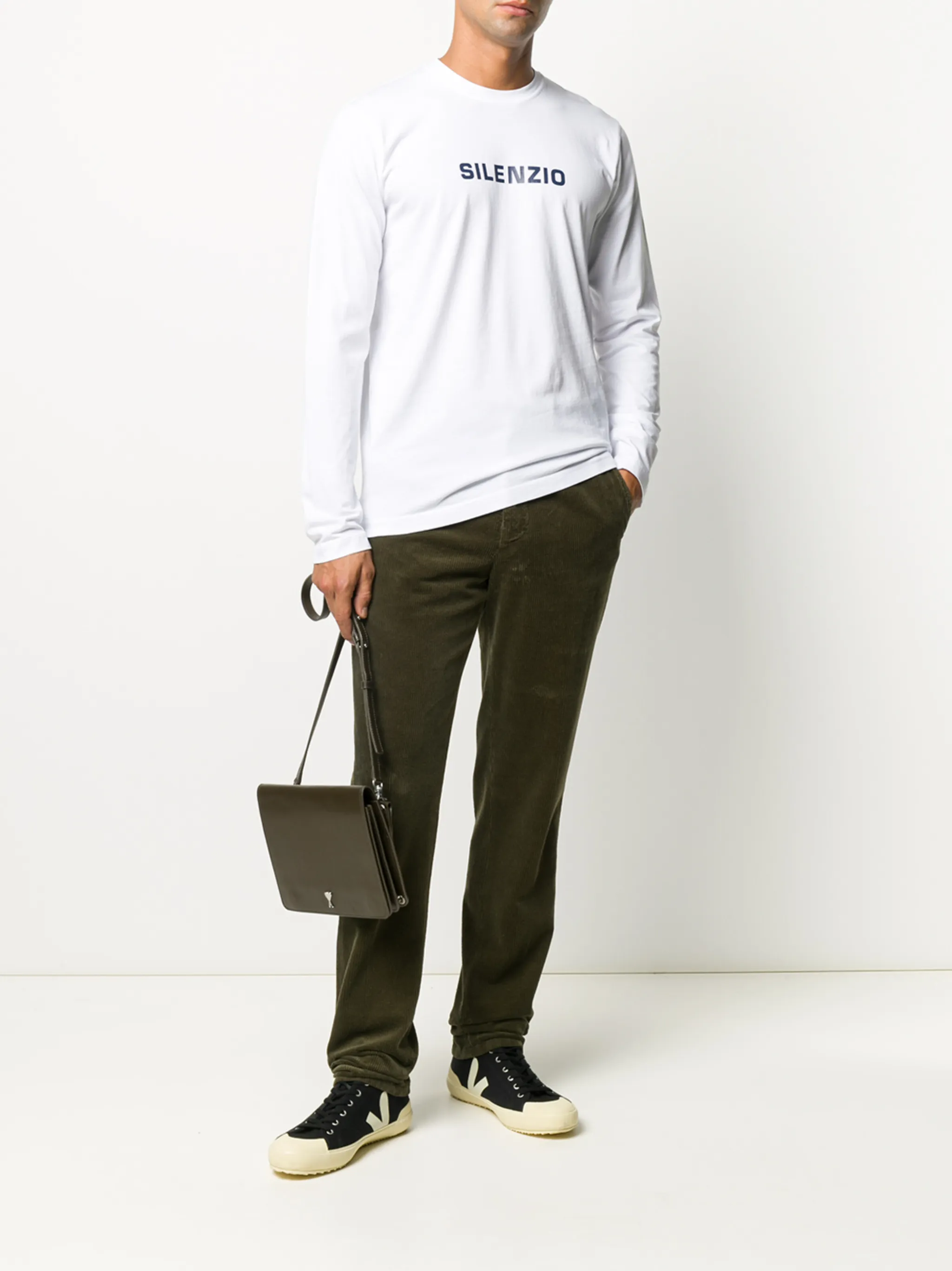 WHITE COTTON SILENZIO T-SHIRT - Image 5
