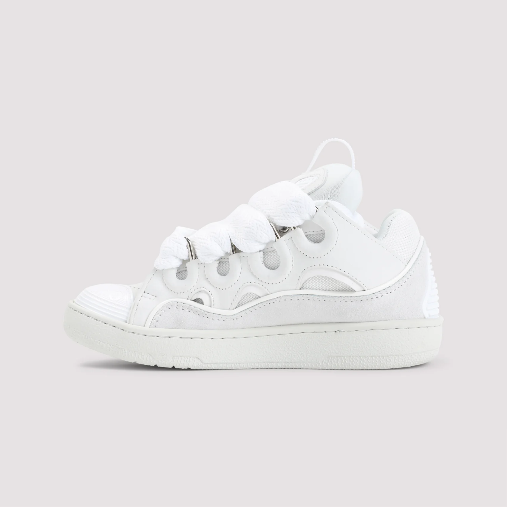 WHITE CURB CALF LEATHER SNEAKERS - Image 3