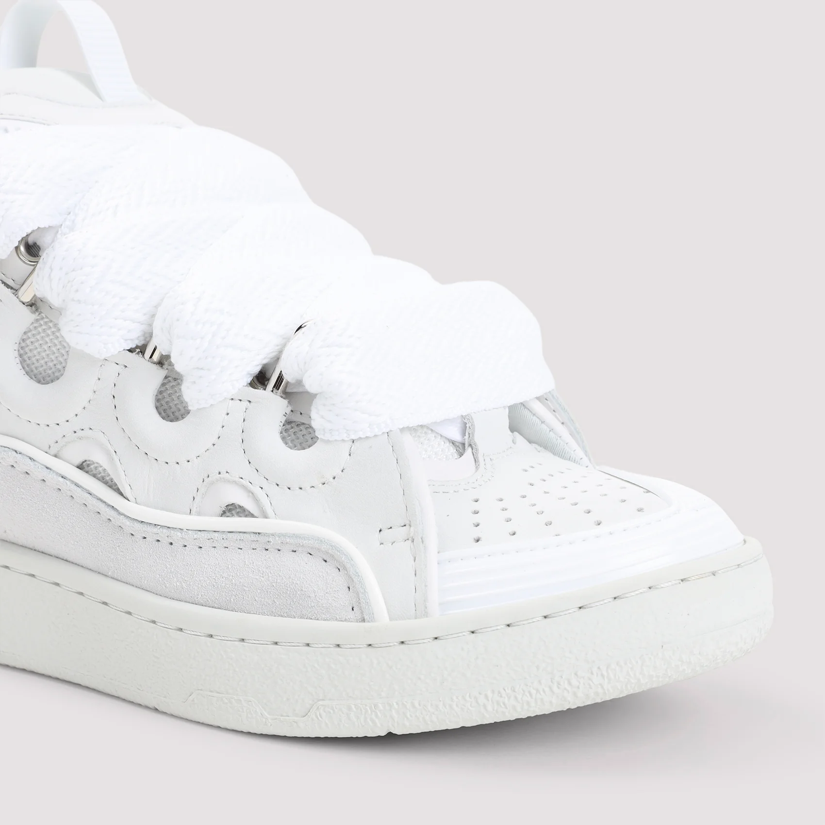 WHITE CURB CALF LEATHER SNEAKERS - Image 5