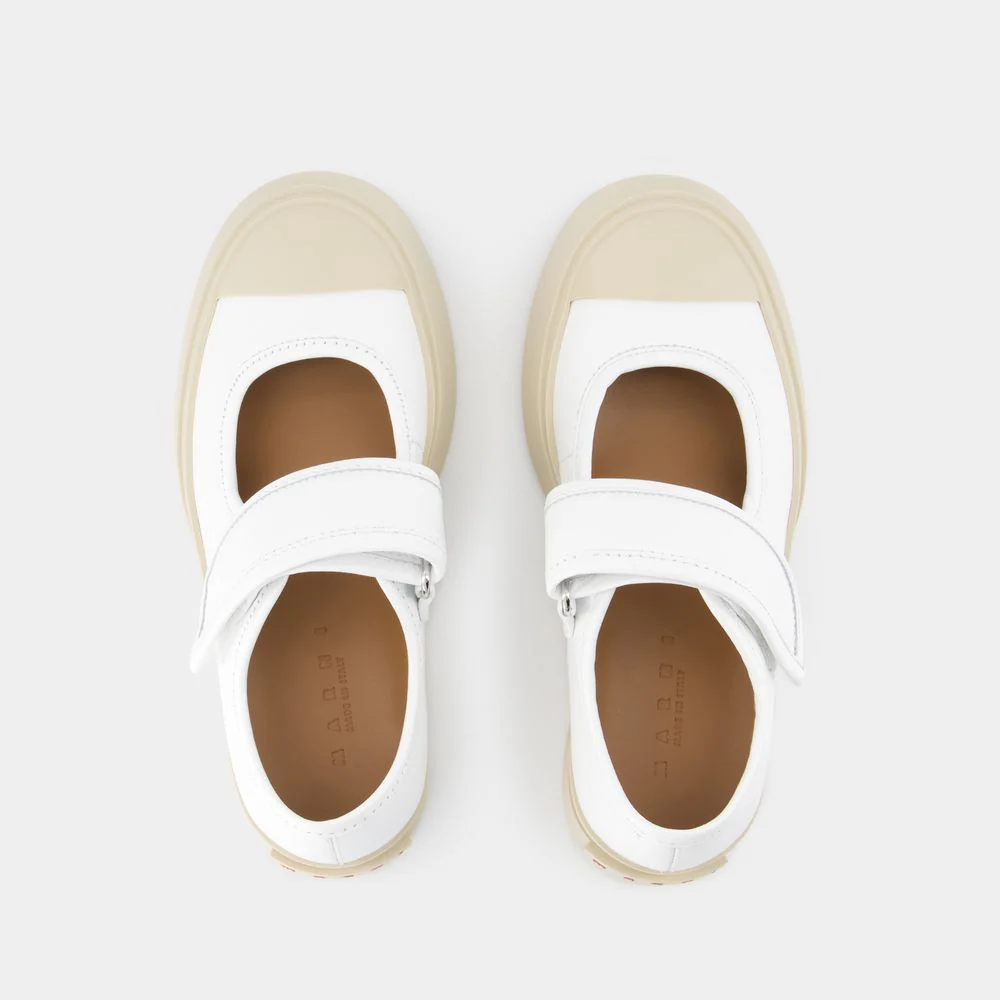 WHITE LEATHER MARY JANE SNEAKERS - Image 4